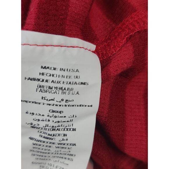 bebe Y2K Women's long sleeve henley Bling red stripes Size Medium Elena Gilbert - Picture 5 of 6